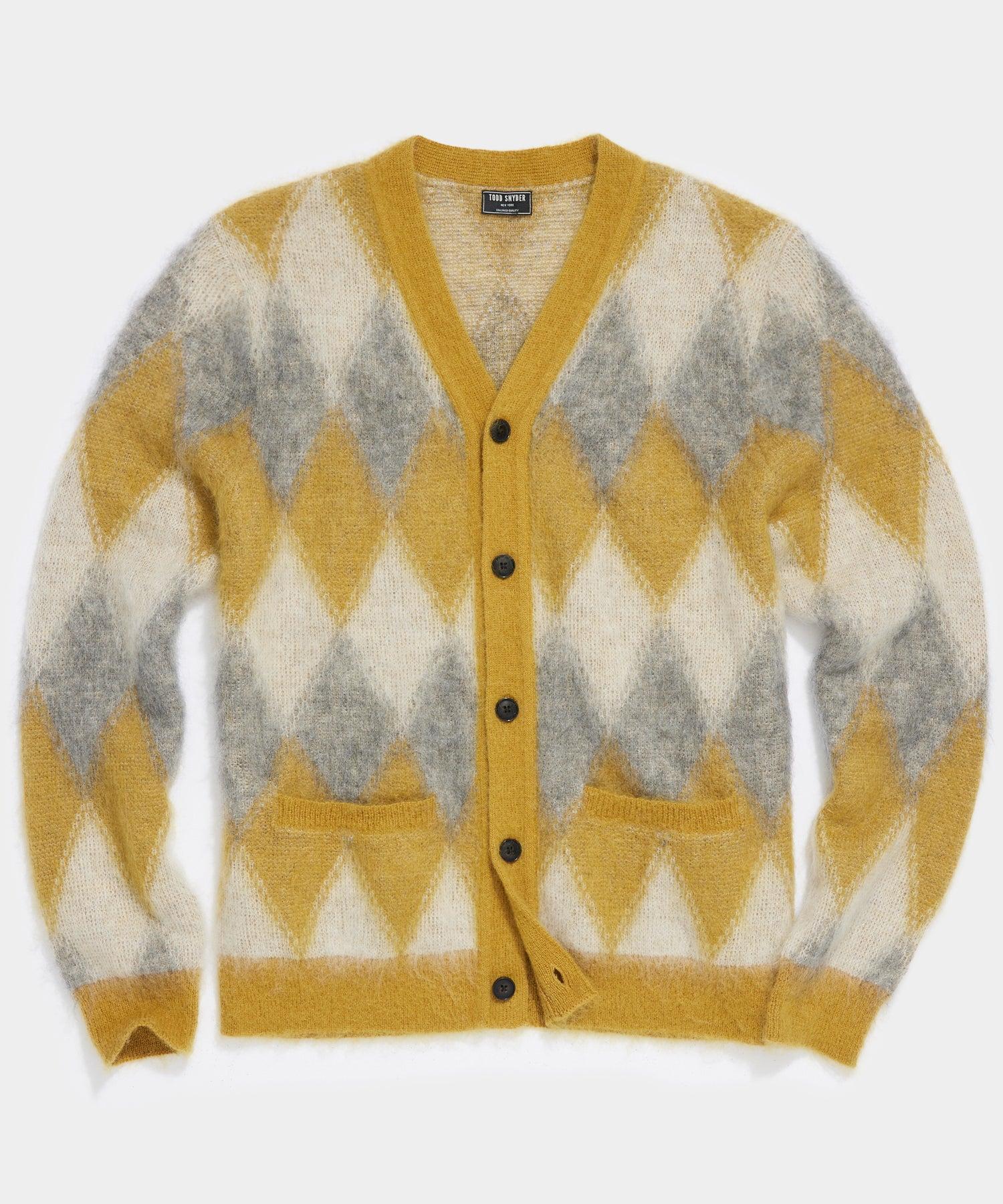 Todd Snyder Mohair Argyle Cardigan in Metallic for Men Lyst