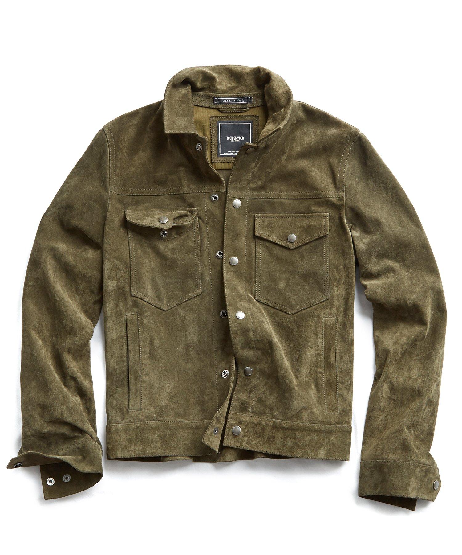 Todd Snyder Italian Suede Snap Dylan Jacket in Sage (Green) for Men - Lyst