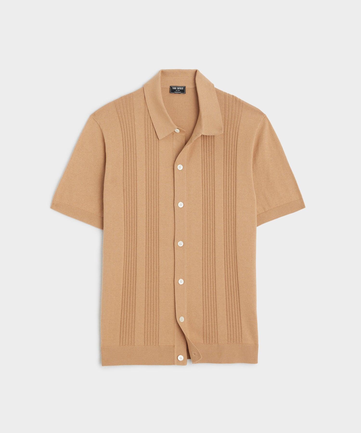 Todd Snyder Silk Cotton Ribbed Full Placket Polo in Natural for Men | Lyst