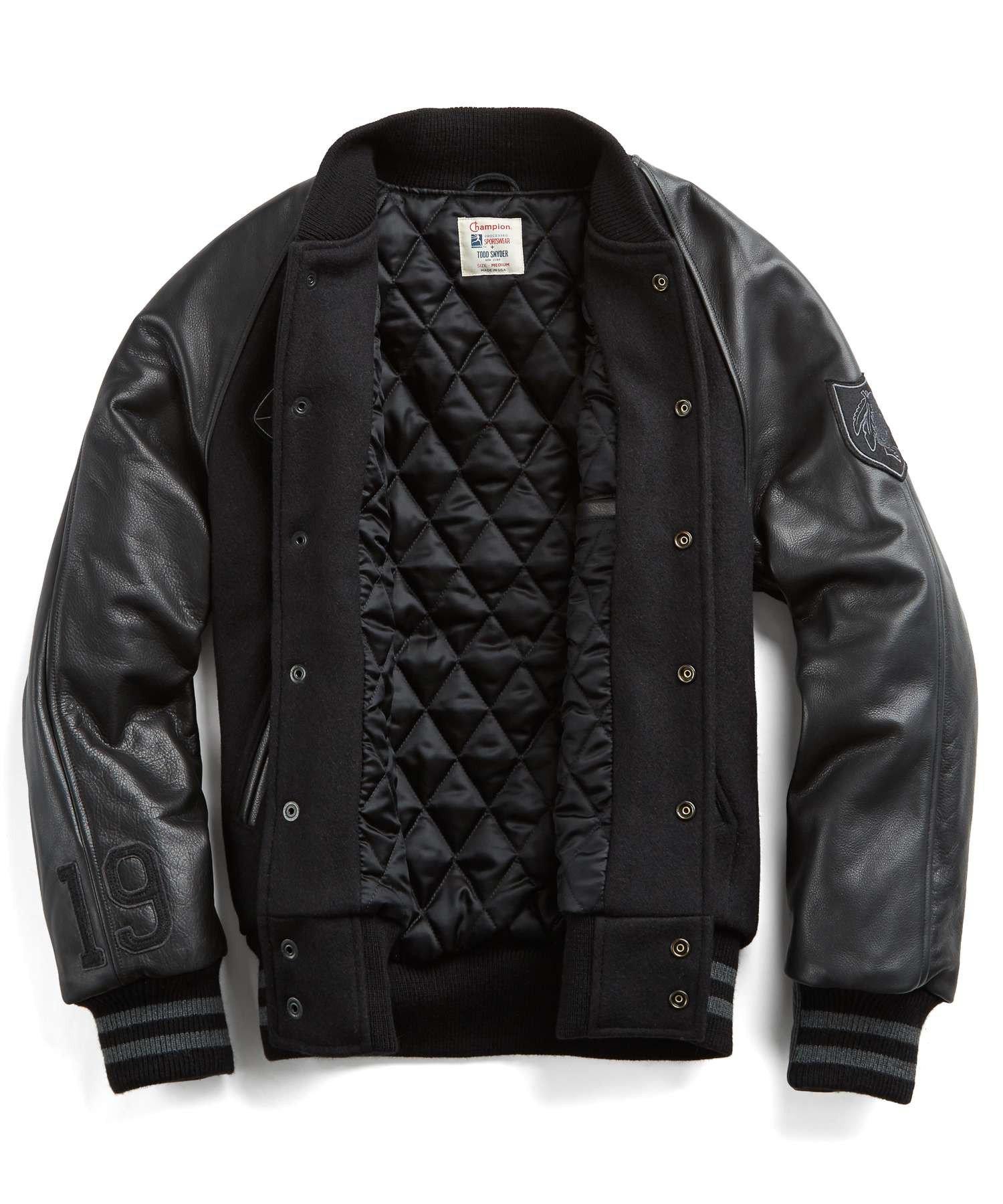Clothoo Leather And Wool Varsity Jacket Custom Varsity Jacket Dark