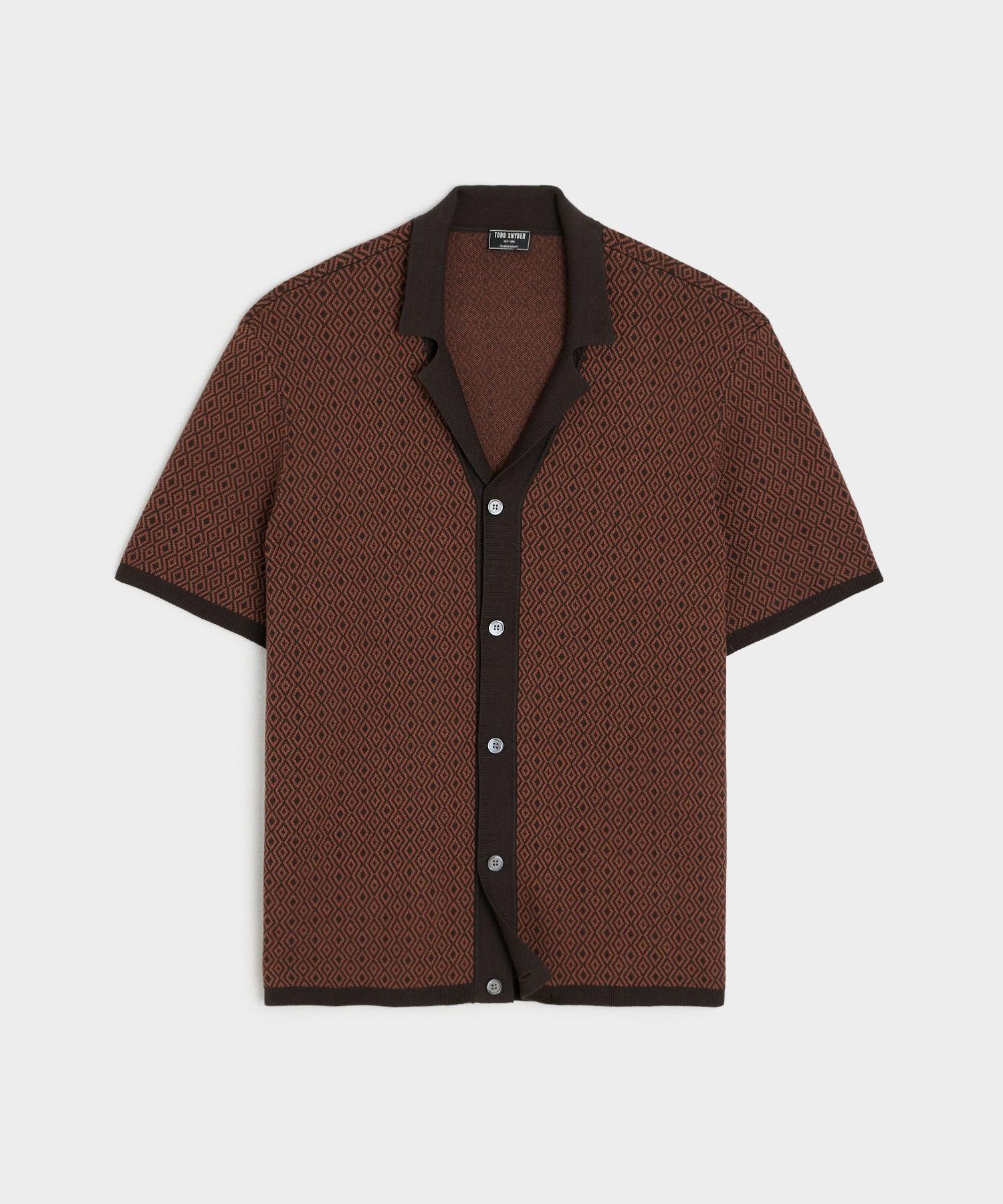 Todd Snyder Micro Diamond Bungalow Sweater Polo in Brown for Men | Lyst