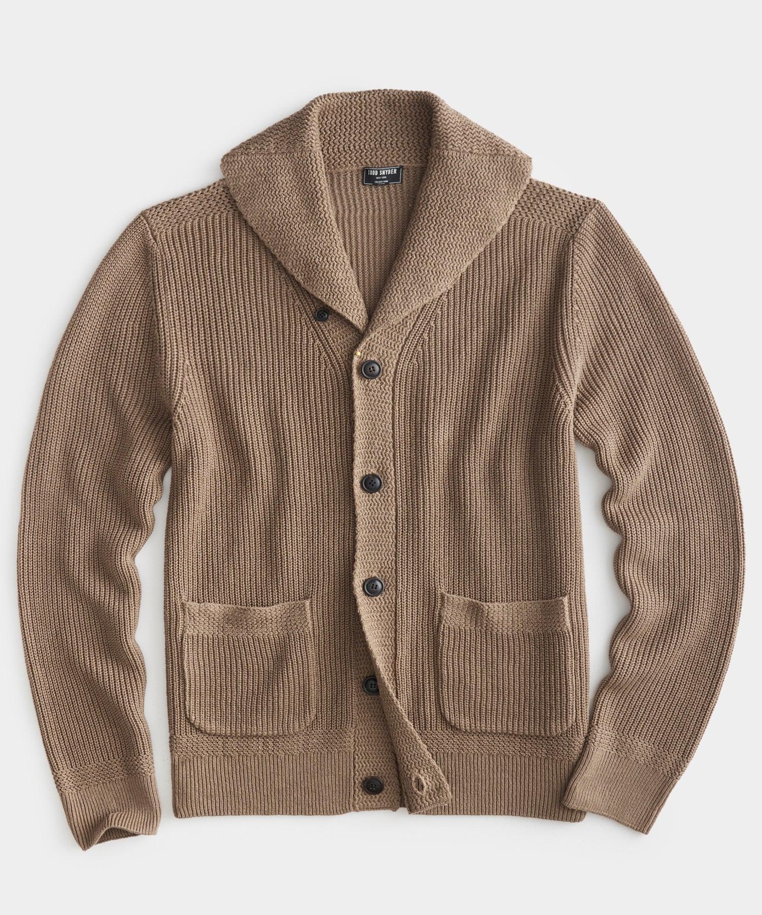 Todd Snyder Cotton Linen Shawl Cardigan in Brown for Men | Lyst