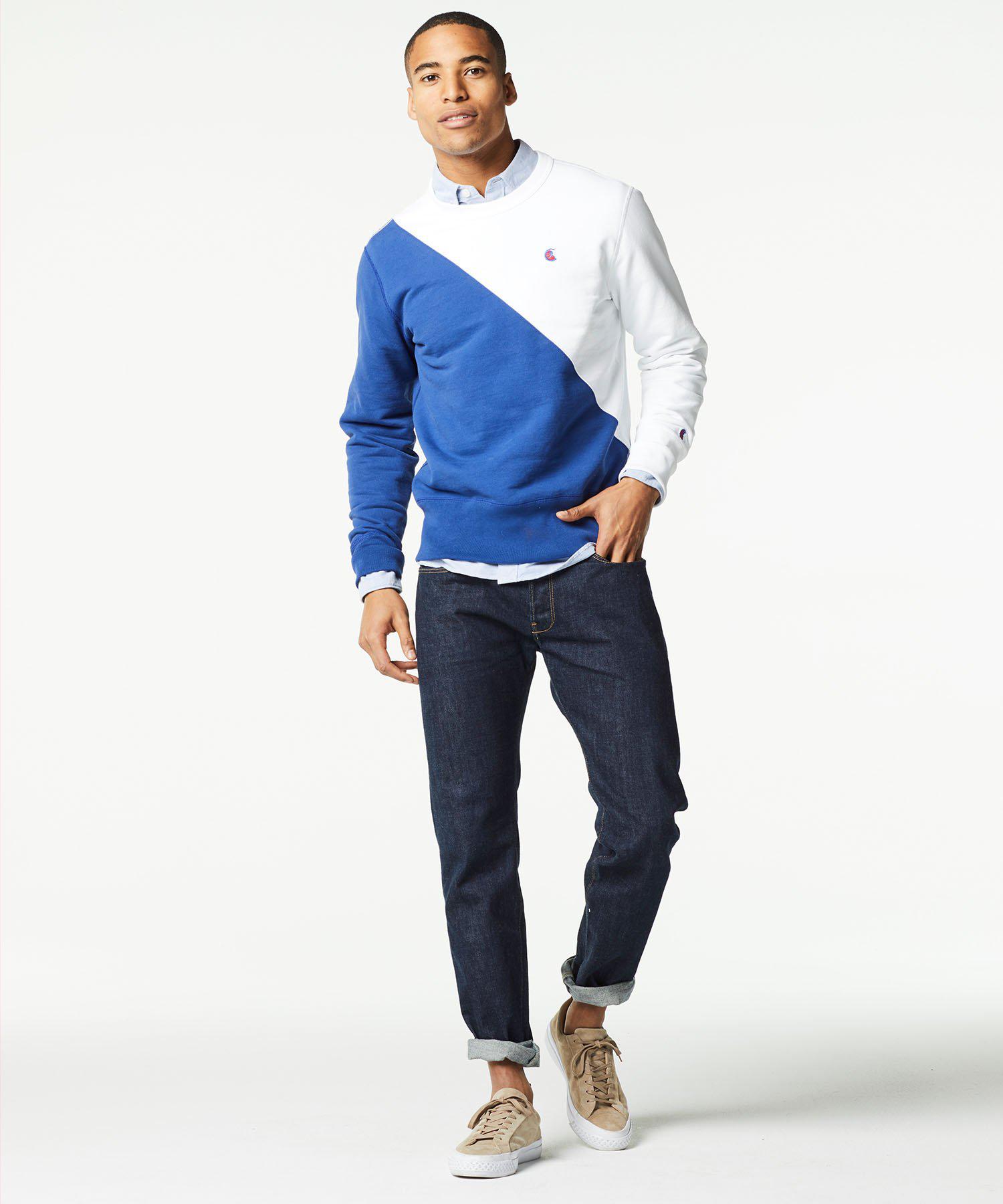 champion diagonal colorblock sweatshirt