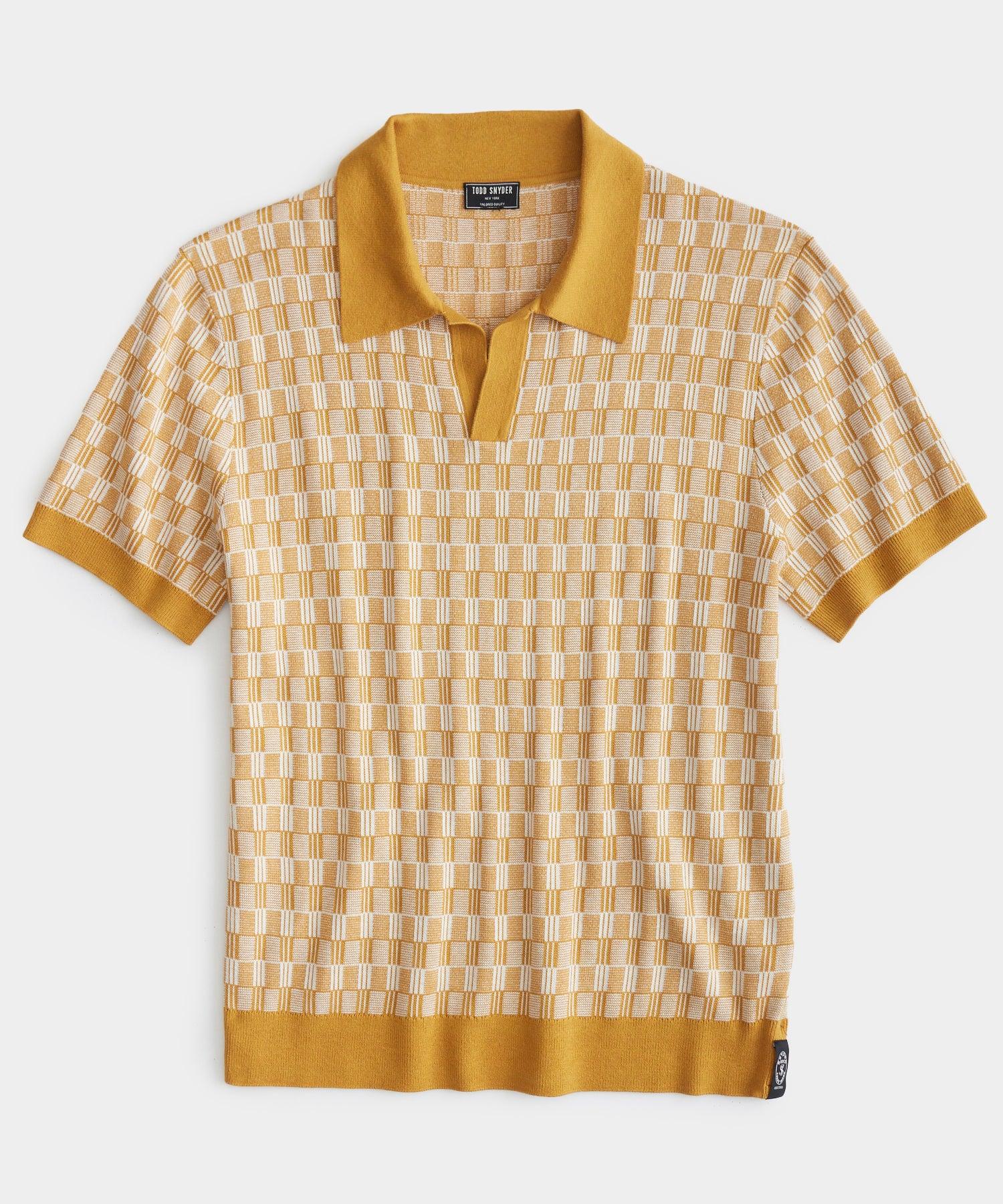 Todd Snyder Interlock Geo Montauk Polo In Bitter Gold in Natural for ...