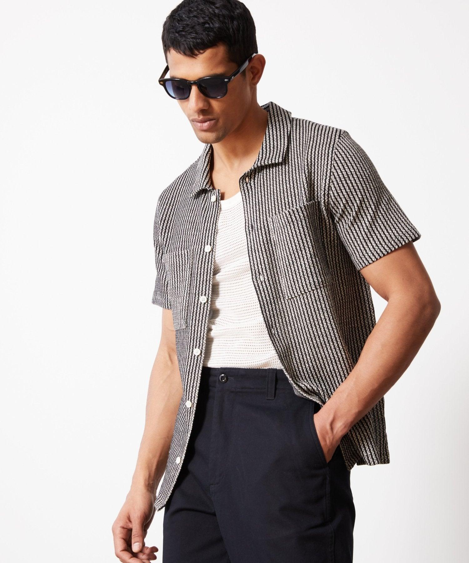 Todd Snyder Jacquard Stripe Knit Polo Shirt in Gray for Men | Lyst