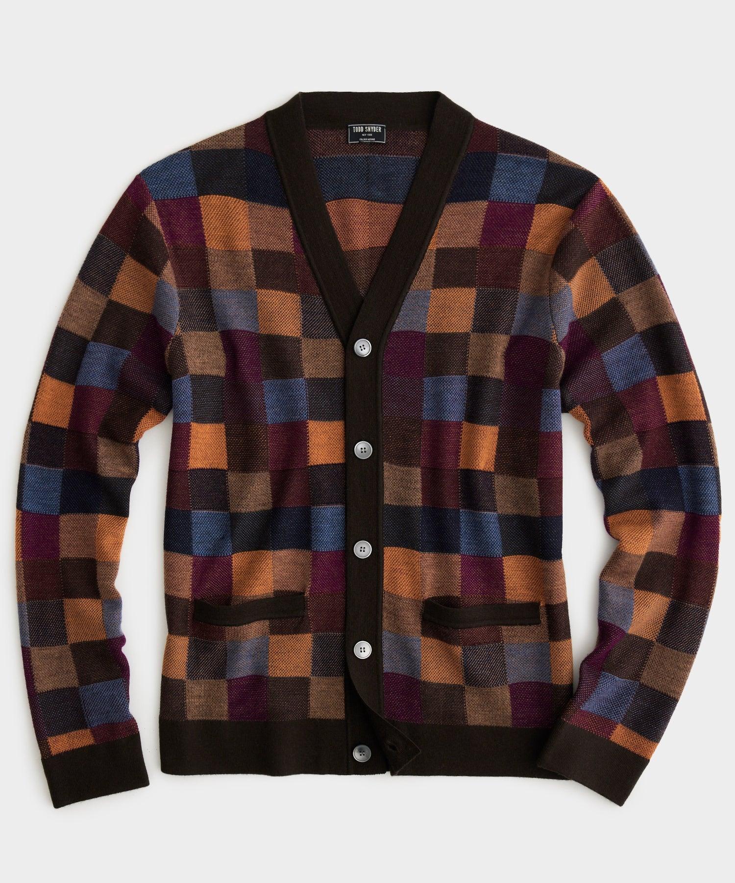 Todd Snyder Squares Merino Cardigan for Men | Lyst