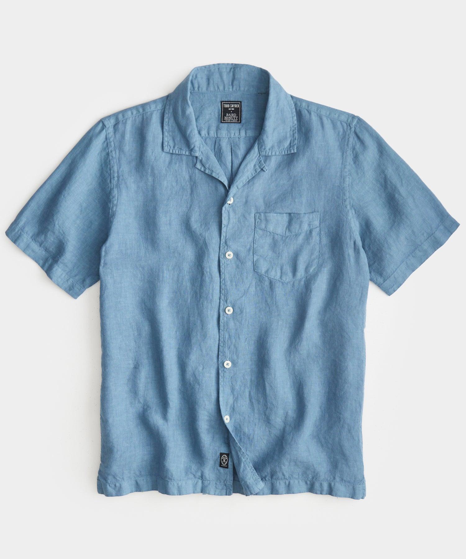 Todd Snyder Sea Soft Linen Camp Collar Shirt in Blue for Men