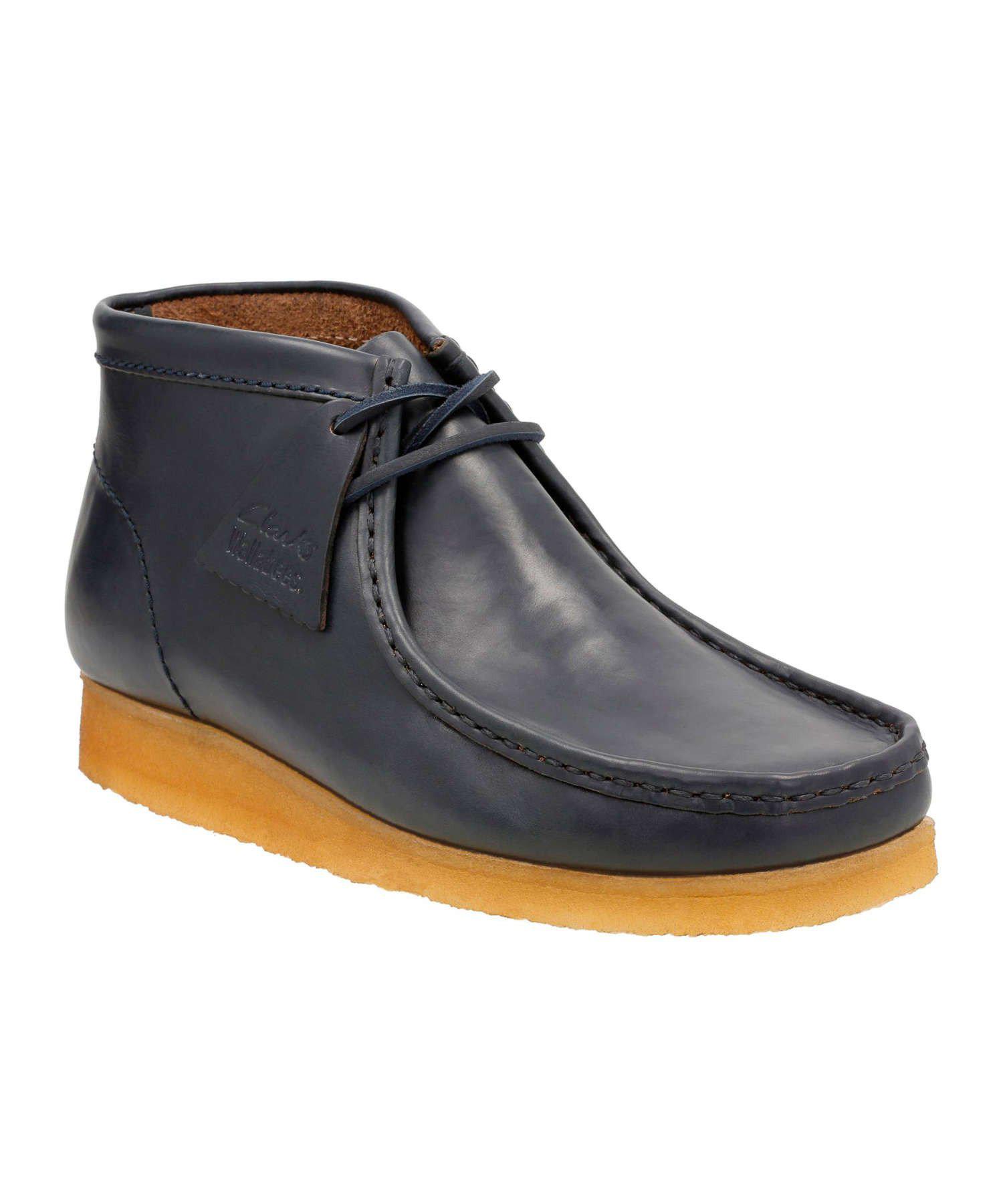 blue leather clarks wallabees