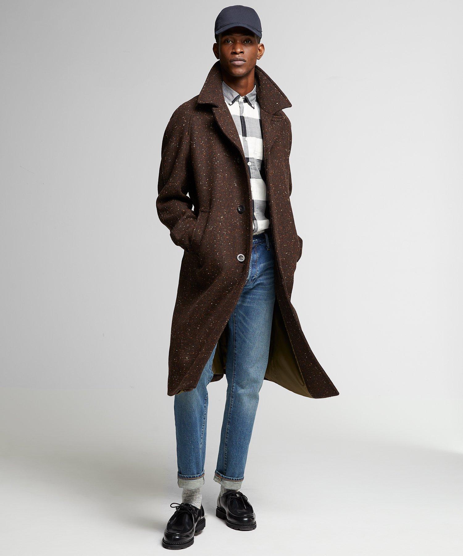 Todd Snyder Wool Italian Donegal Twill Balmacaan Coat in Brown for 