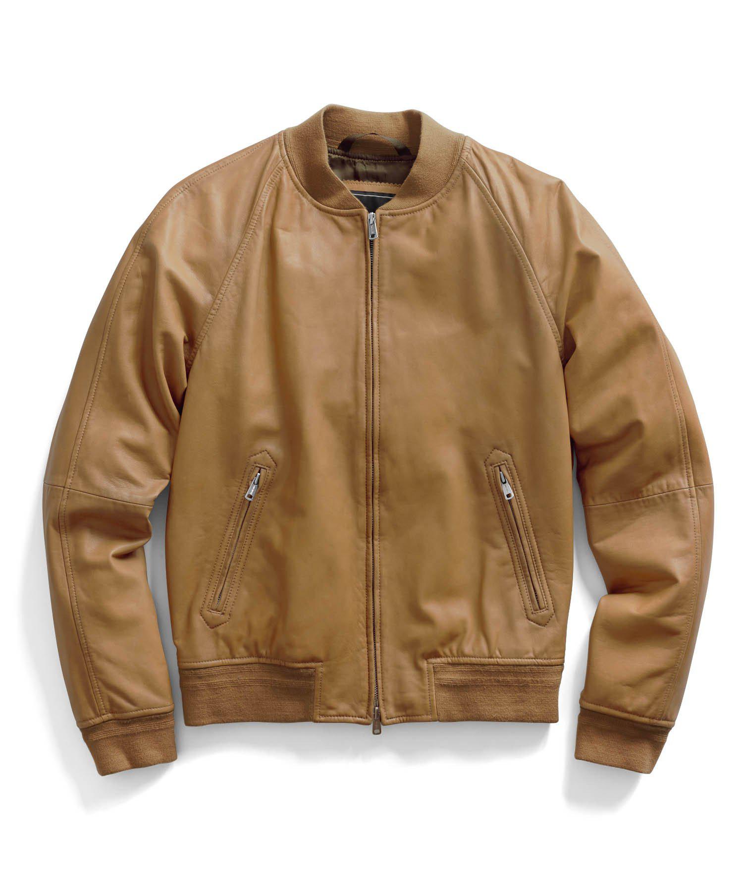 Lyst Todd Snyder Varsity Leather Jacket In Light Brown Be Inspired