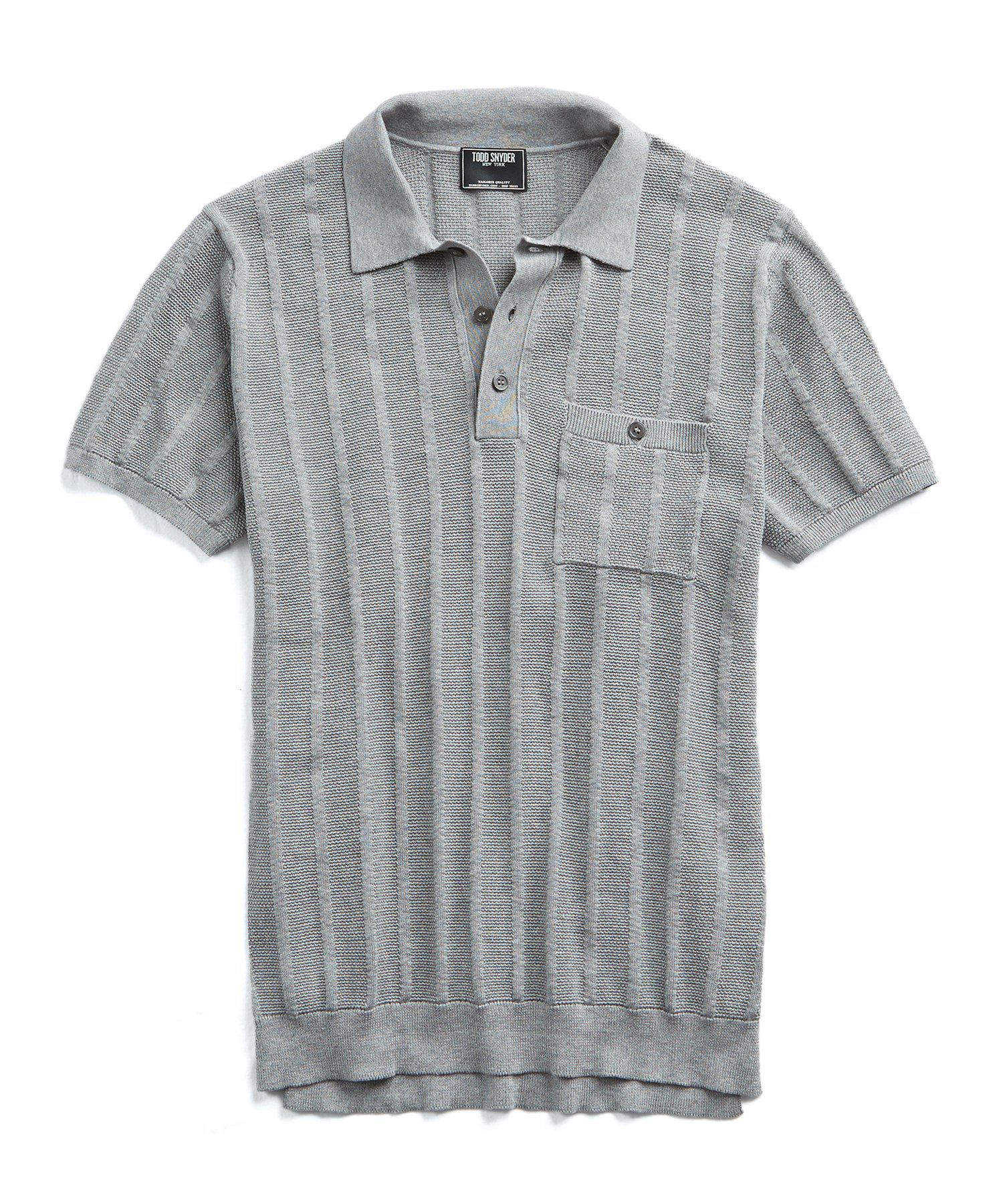 Todd snyder Cotton Silk Ribbed Knit Polo In Grey
