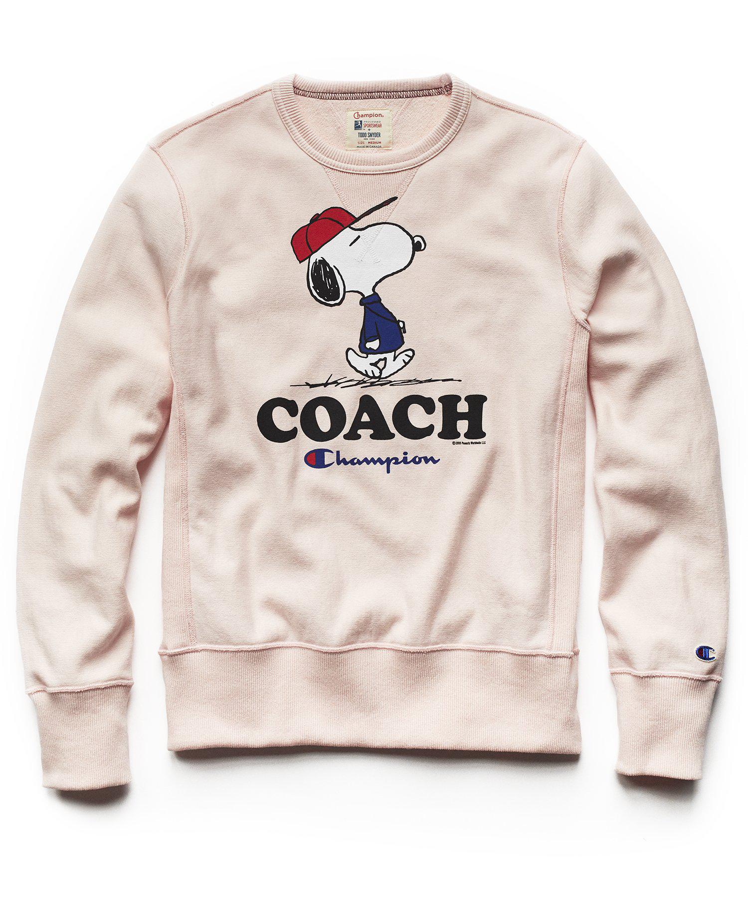 Todd Snyder Champion X Peanuts Snoopy Coach Sweatshirt In Peony for Men |  Lyst