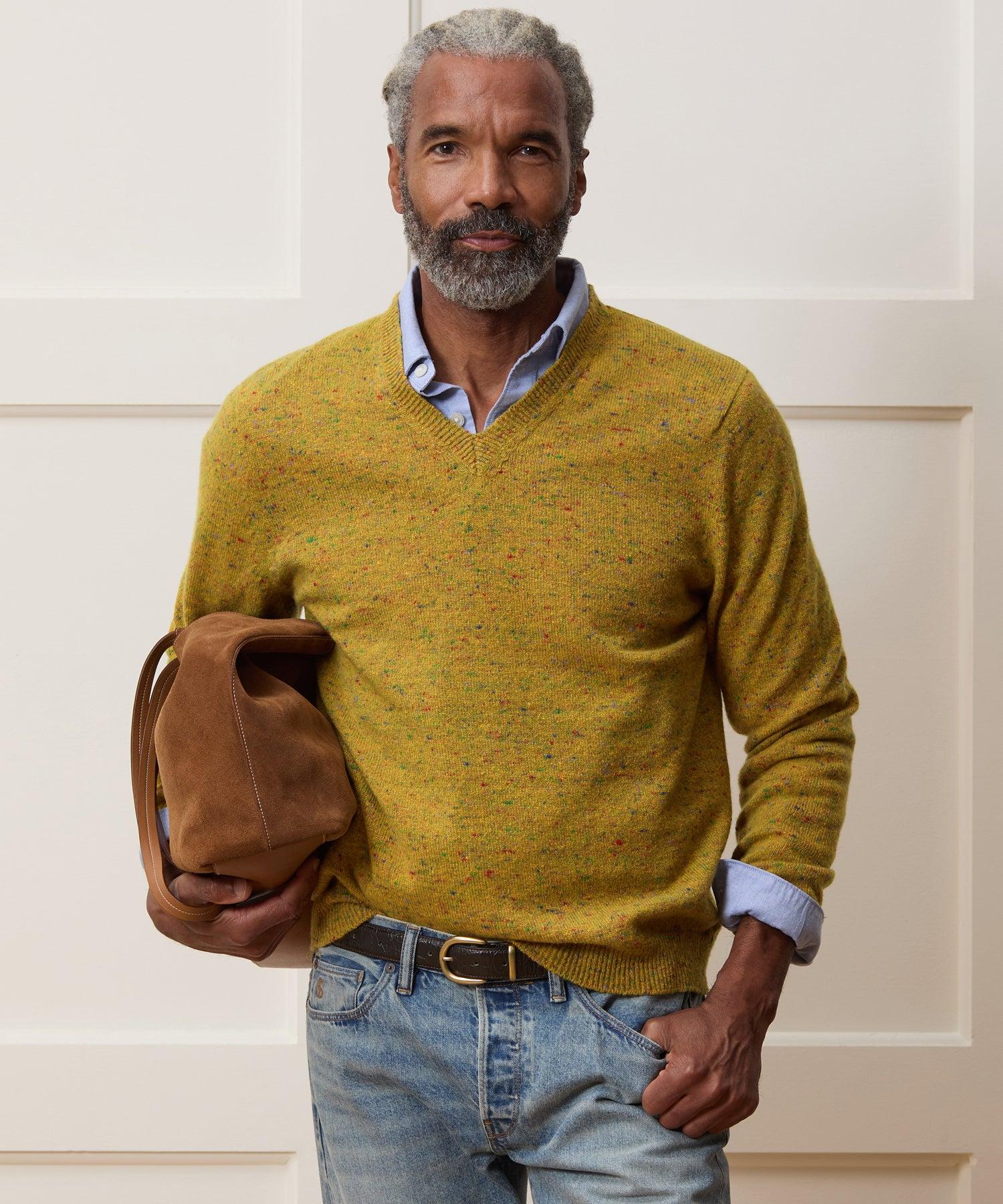 Inis Meáin Merino-cashmere V-neck Sweater in Yellow for Men | Lyst
