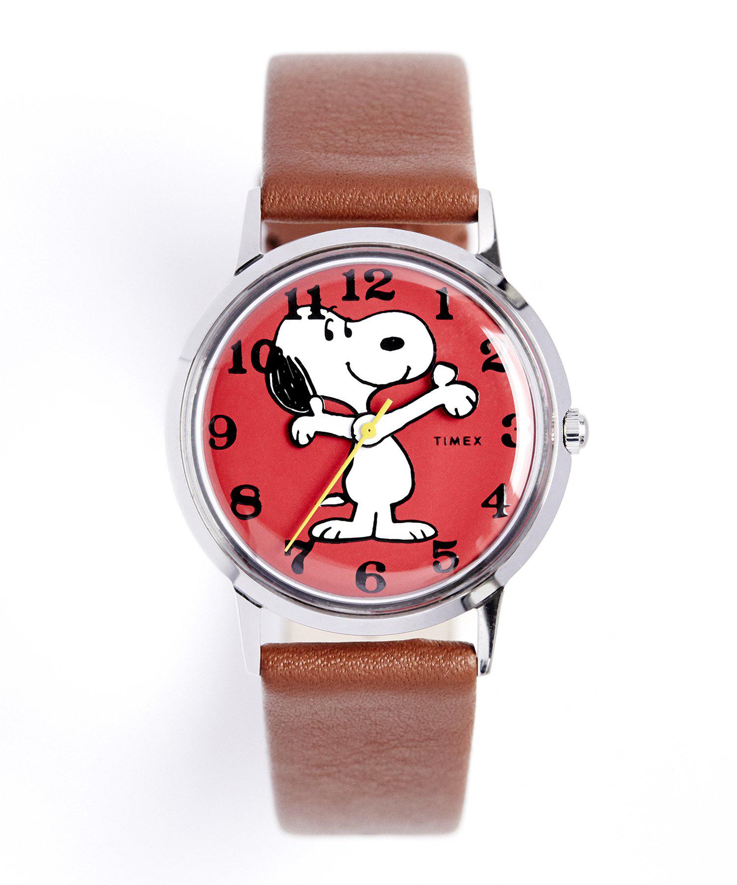 Timex Leather Timex X Peanuts Snoopy Watch in Red for Men Lyst