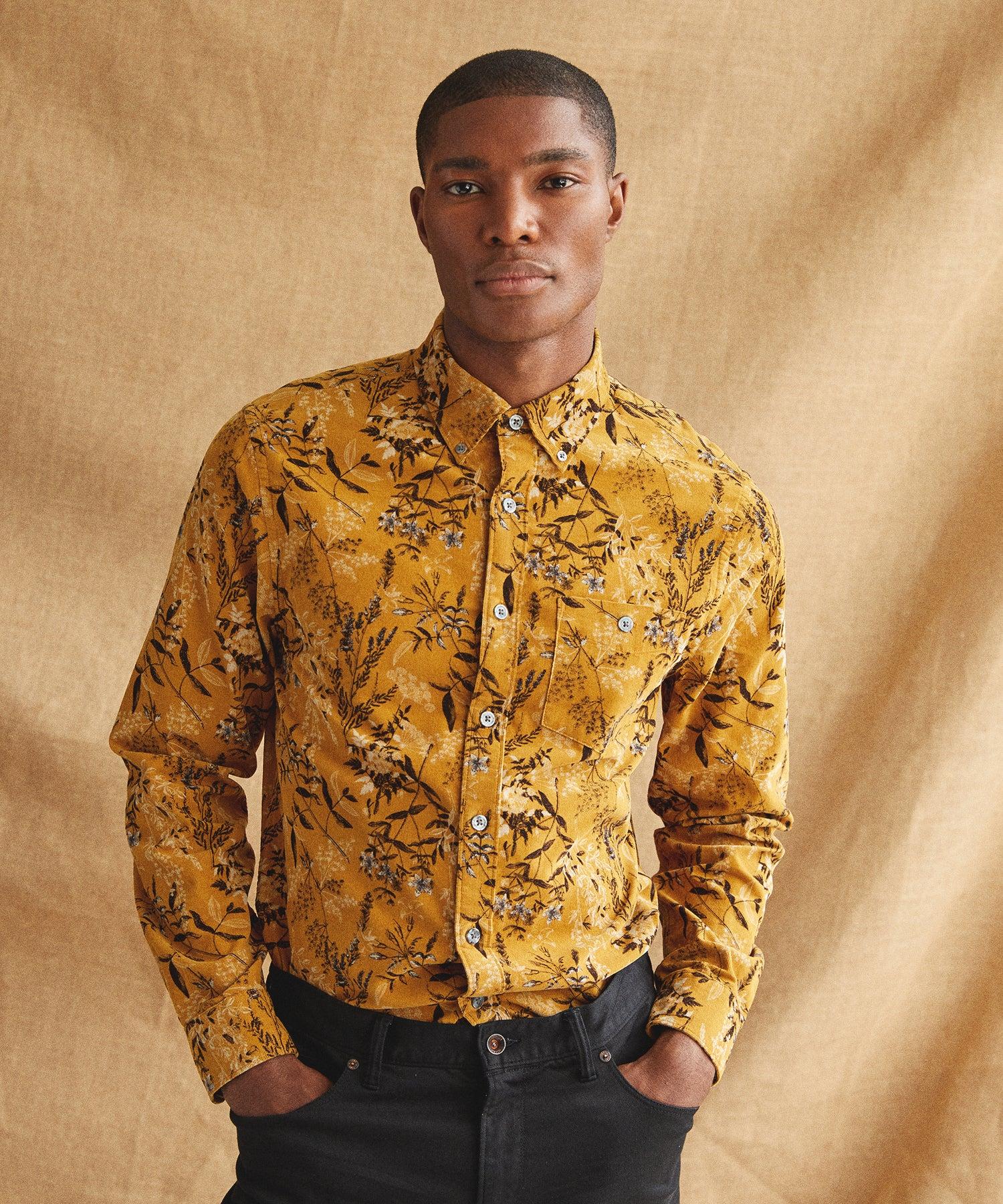 Todd Snyder Mustard Floral Printed Corduroy Button Down in Metallic for Men  | Lyst