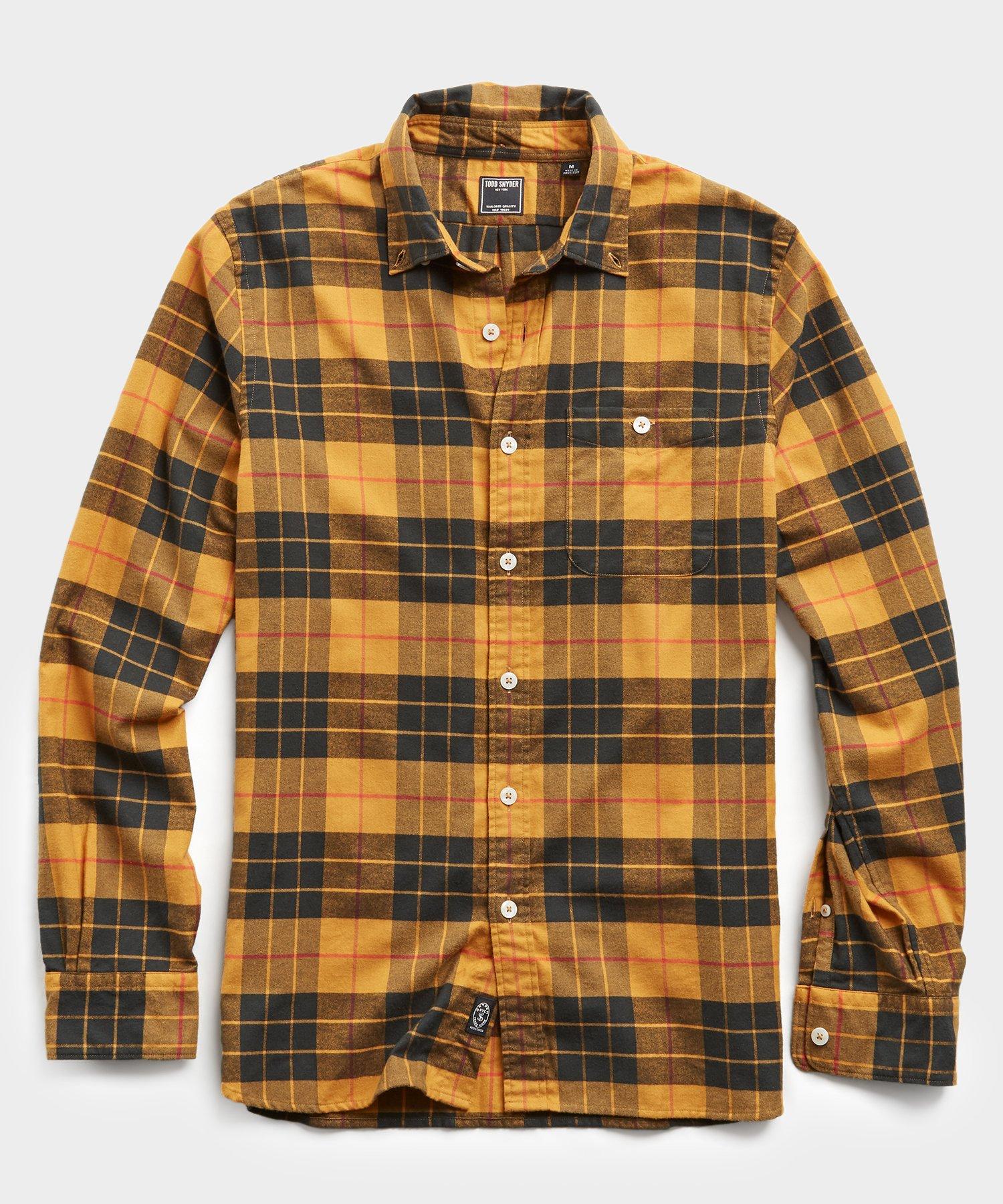 Todd Synder X Champion Scotch Plaid Flannel Shirt in Mustard (Yellow