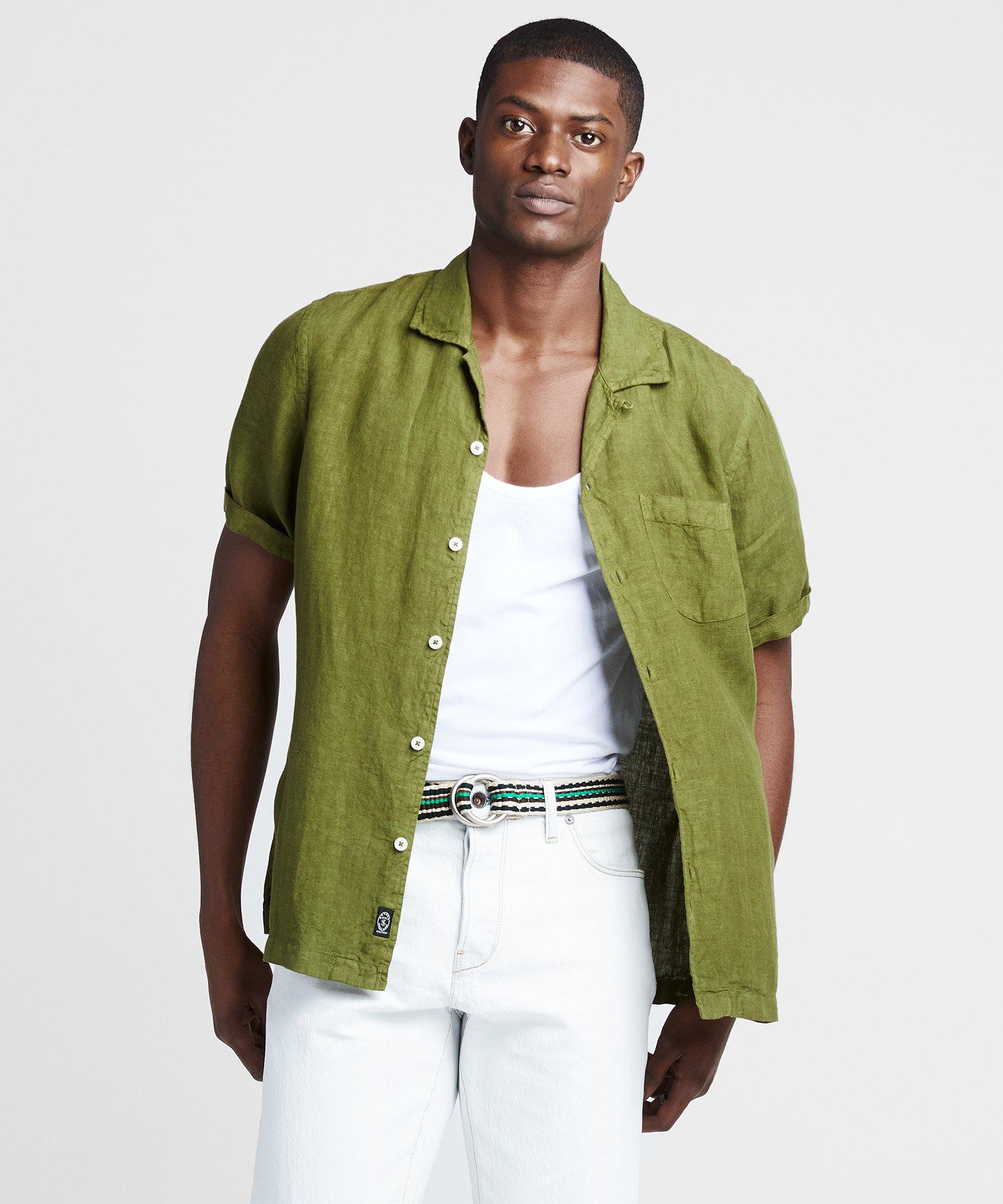 linen camp collar shirt