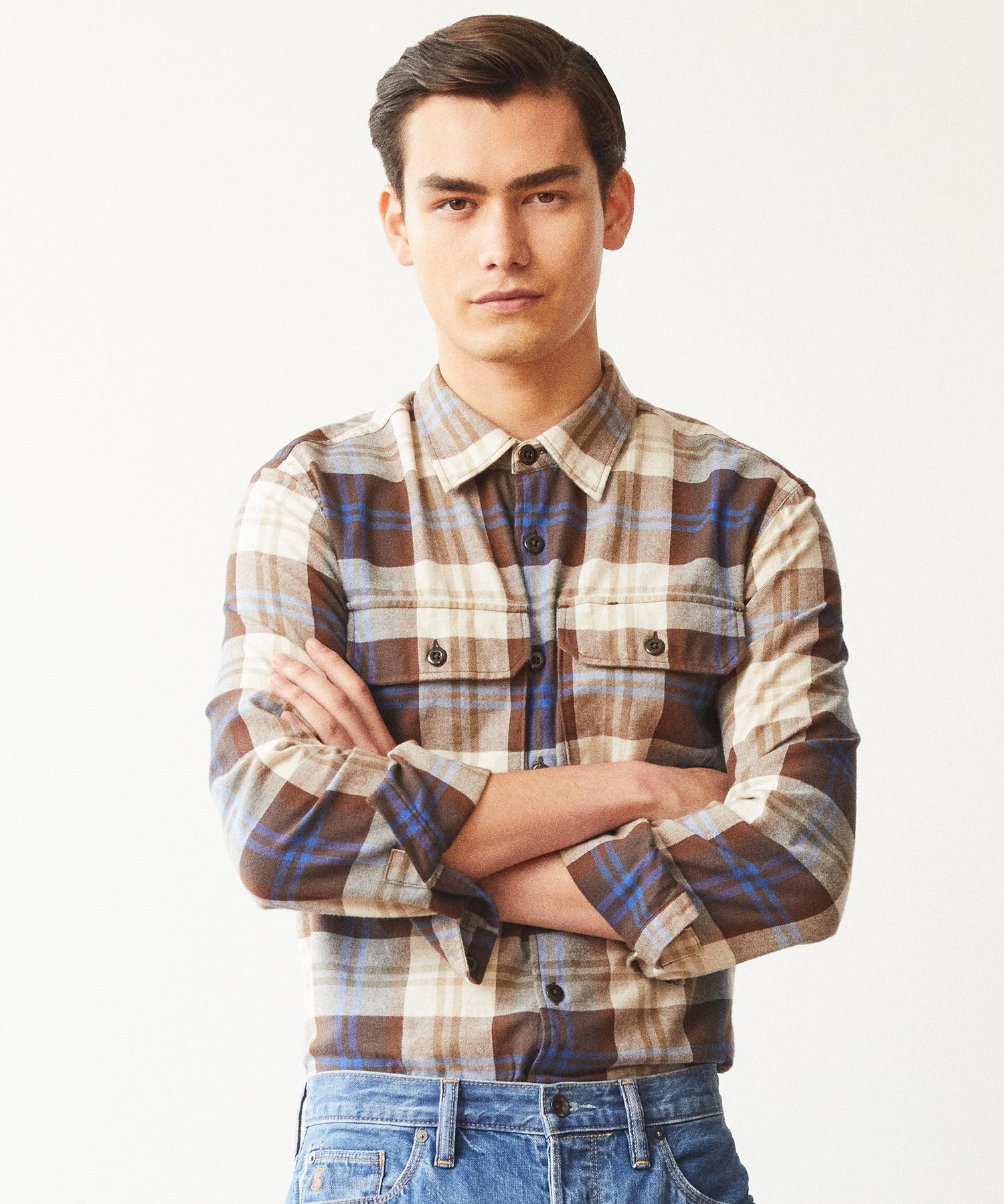 Todd Snyder Brown Plaid Two-pocket Flannel Shirt for Men | Lyst
