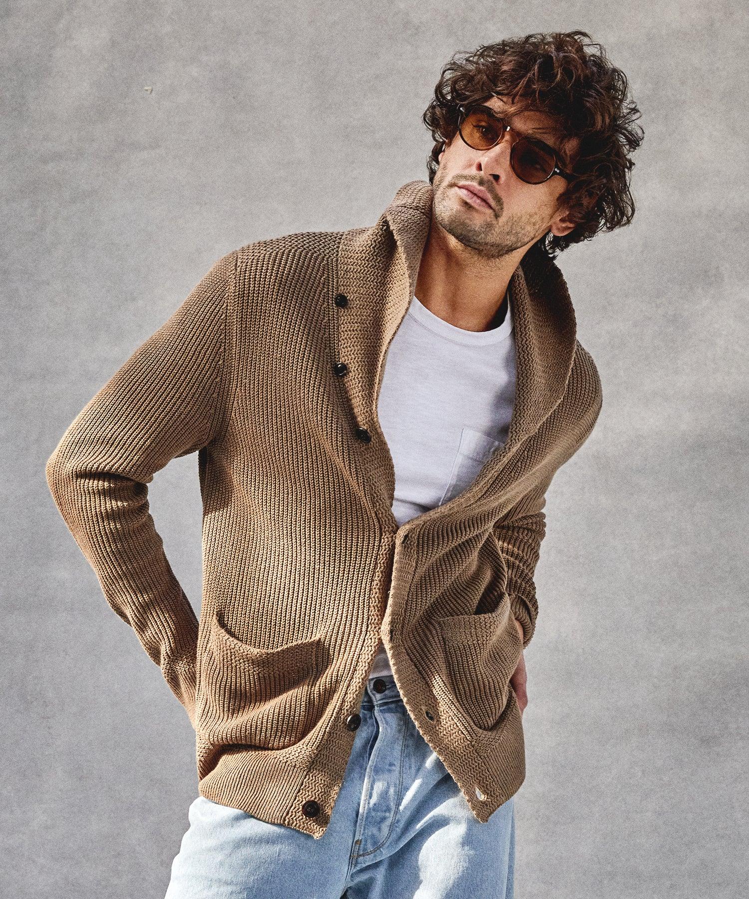 Linen cardigan mens deals