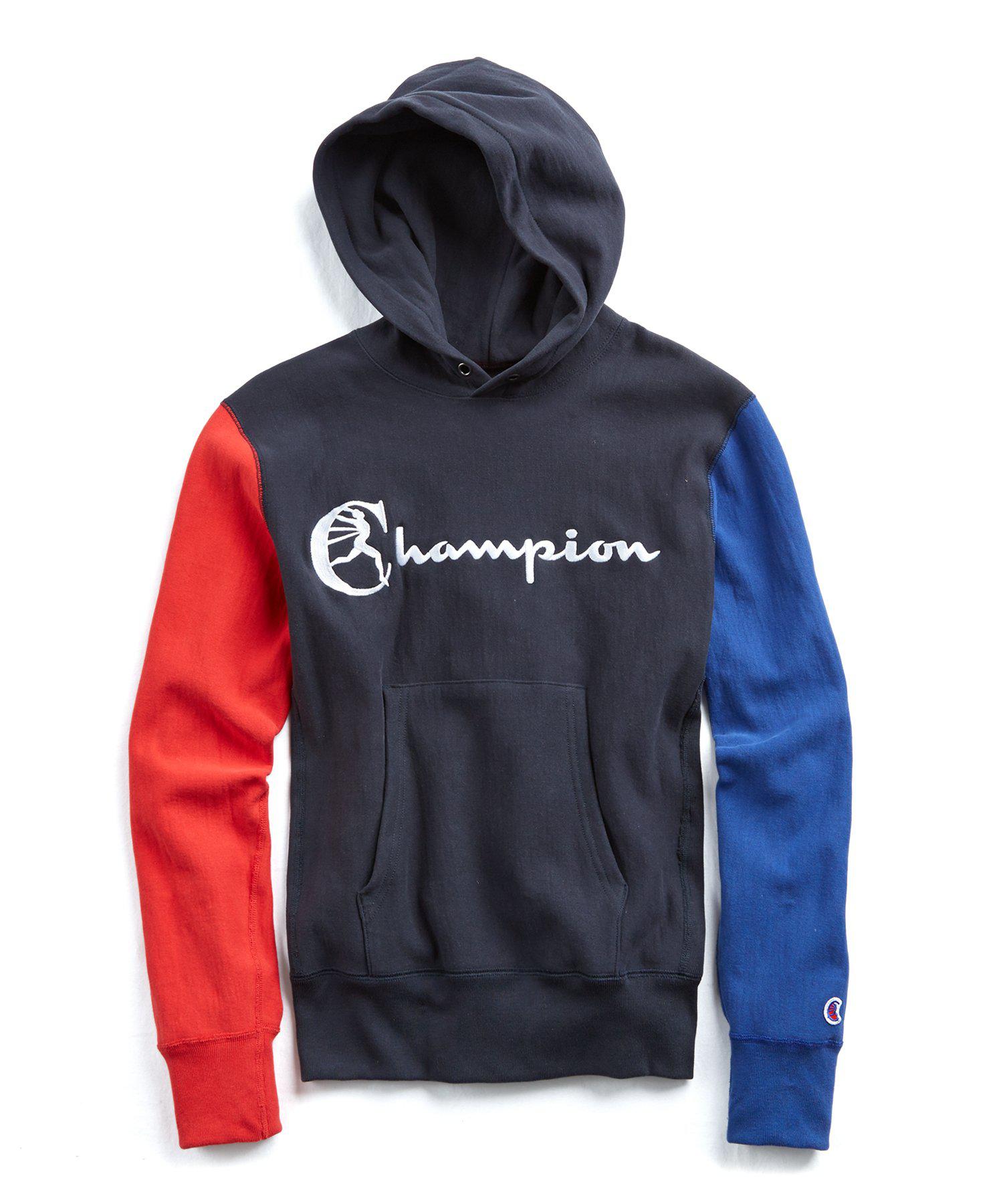 Todd Snyder Cotton Champion Colorblock Hoodie In Red, White And Blue for  Men - Lyst