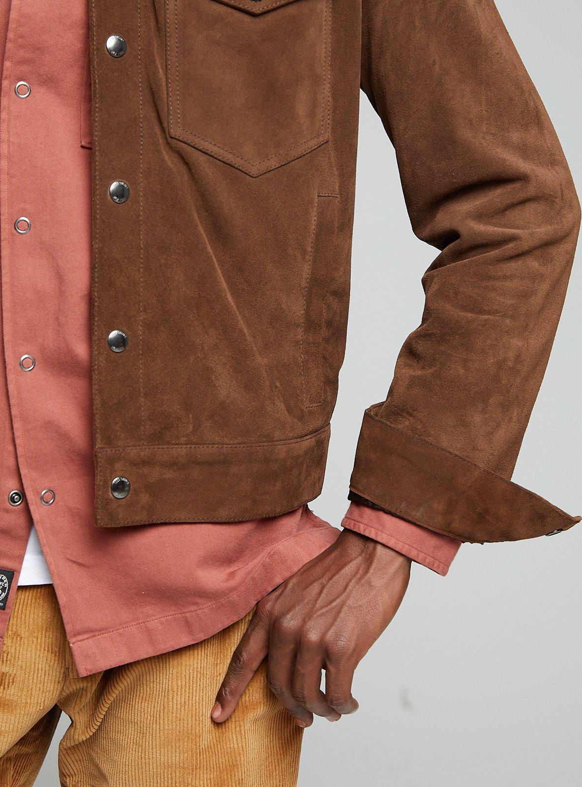 Todd Snyder Italian Suede Snap Dylan Jacket in Dark Brown (Brown) for ...