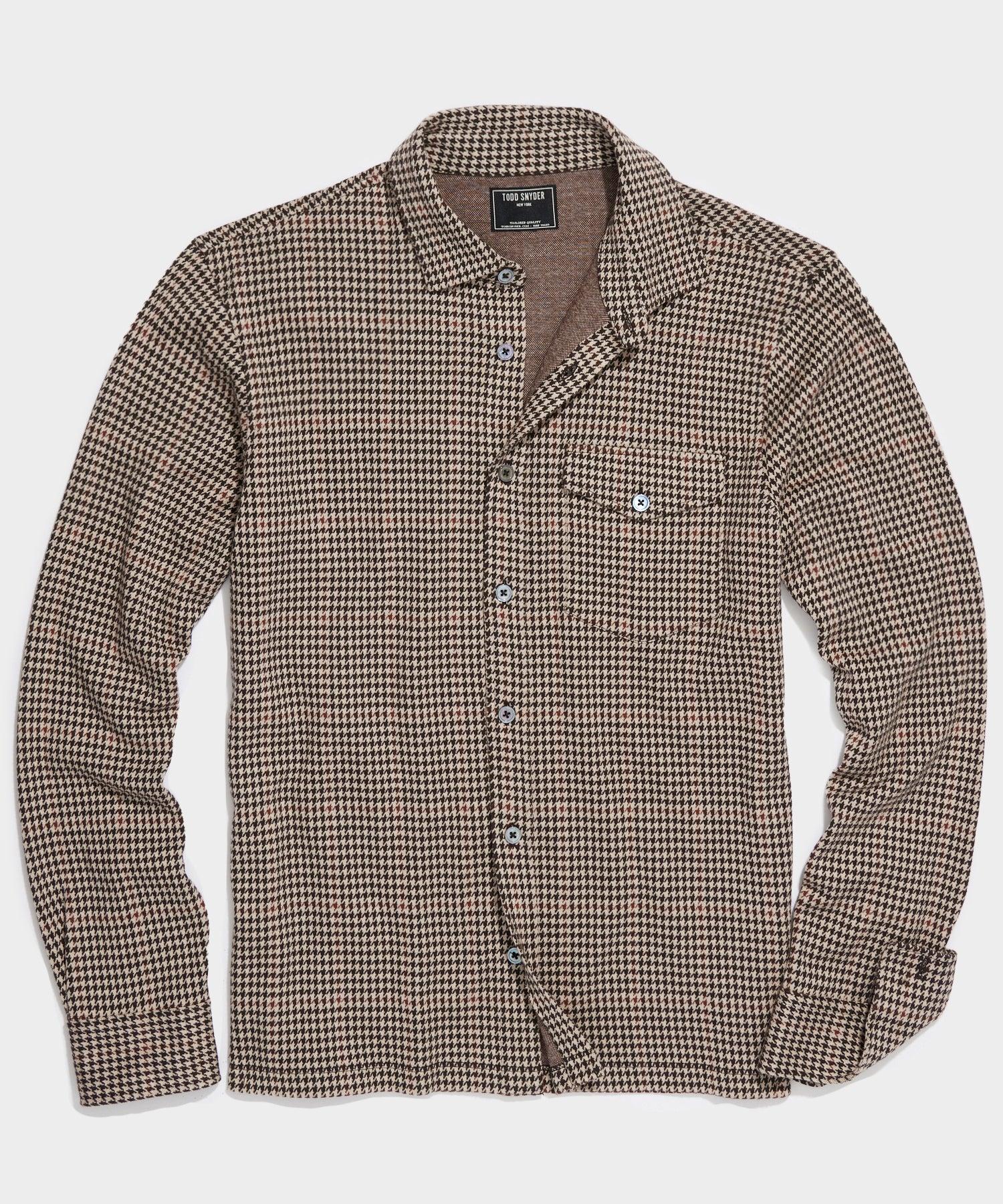 Todd Snyder Houndstooth Double Knit Polo in Brown for Men Lyst