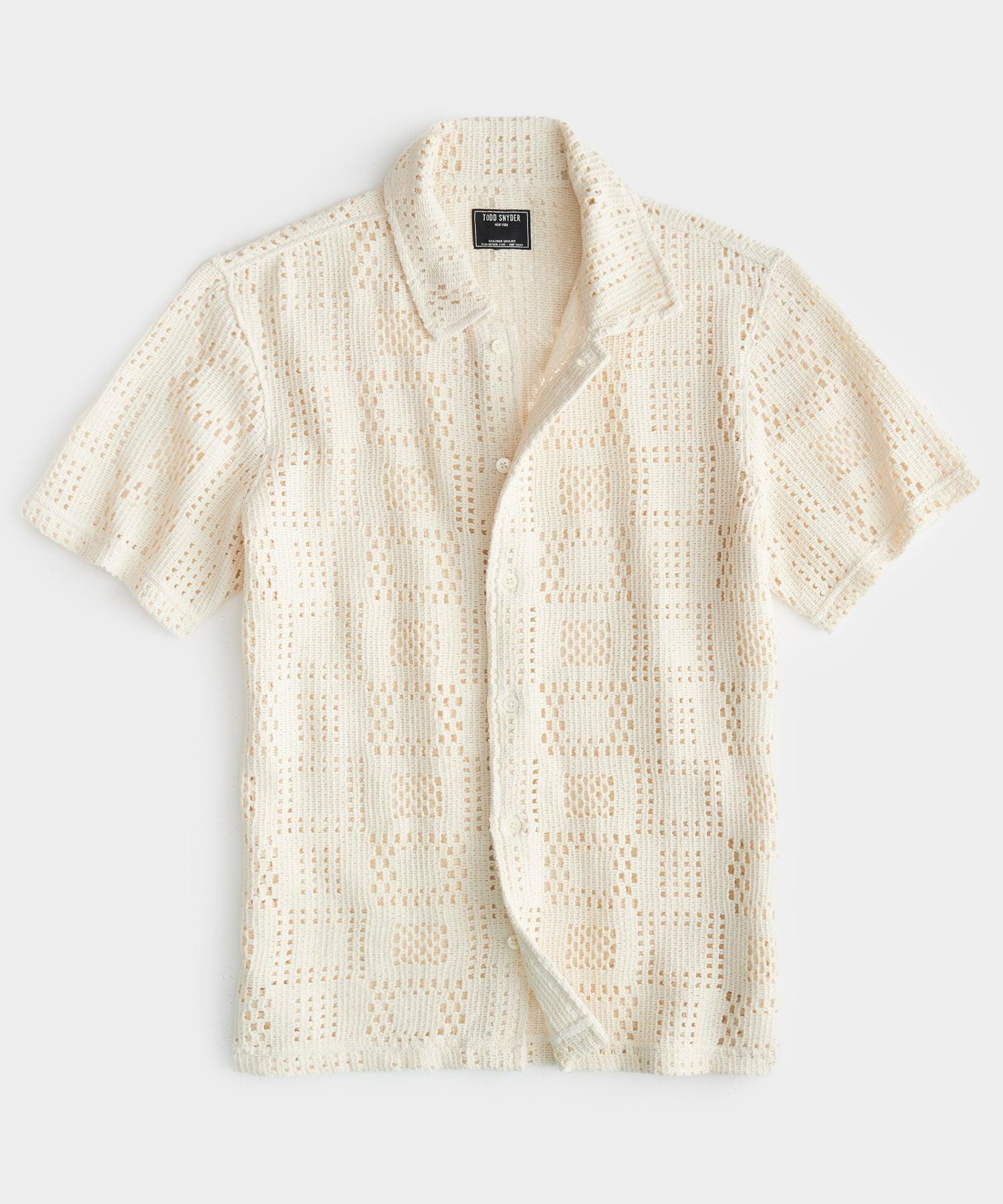 Todd Snyder Bisque Tonal Square Open-knit Cabana Polo in Natural - Main Image