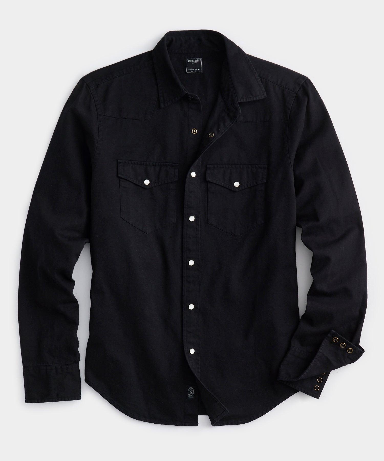 Todd Snyder Cotton Twill Western Shirt In Black in Blue for Men | Lyst