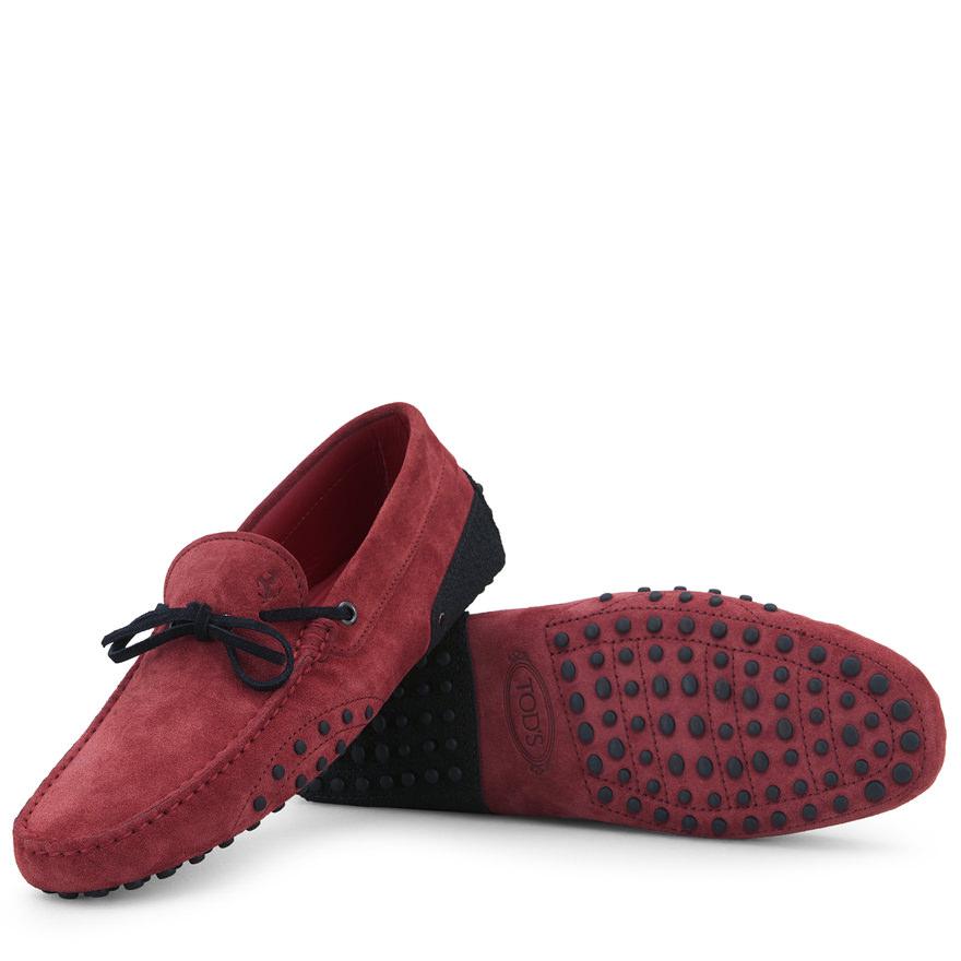 Tod's For Ferrari Gommino Driving Shoes In Suede in Black, Black, (Red) for Men - Lyst