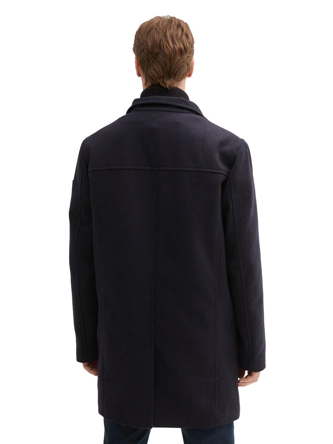Tom Tailor Denim Herren Wollmantel – 3-Knopf Stehkragen, Regular Fit, Ca. 95 Cm Lang