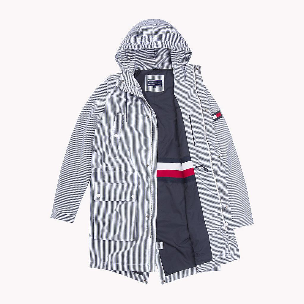 Tommy Hilfiger Synthetic Ithaca Stripe Parka Jacket in White/Blue (Blue)  for Men - Lyst