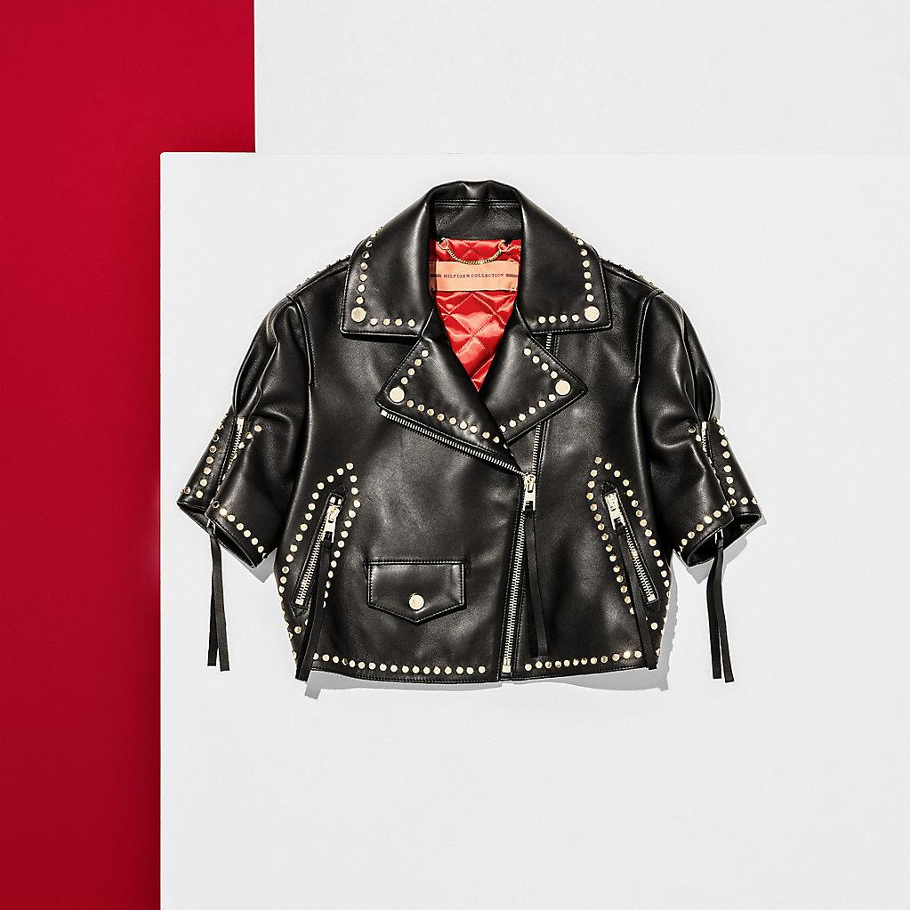 tommy hilfiger leather biker jacket