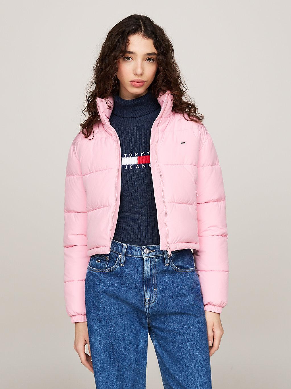 Tommy Hilfiger Zip thru Cropped Puffer Jacket in Pink Lyst UK