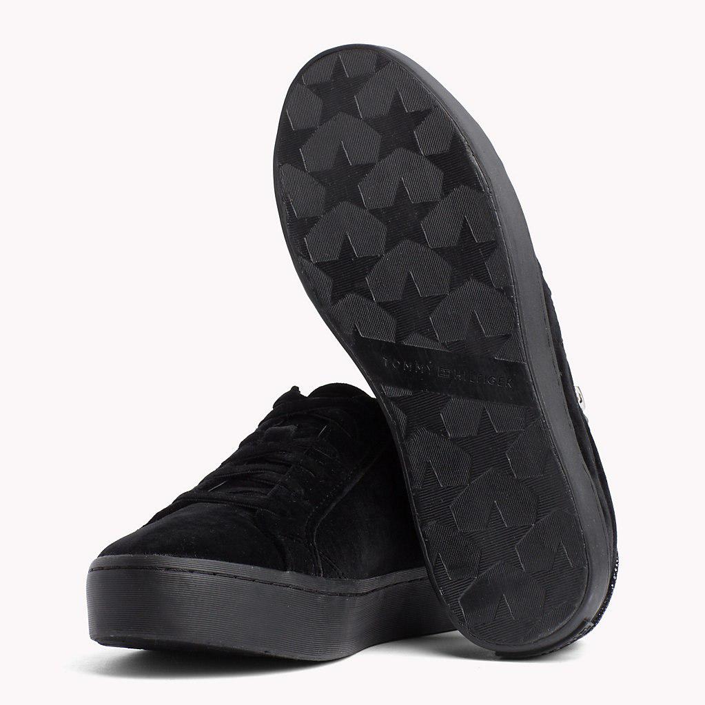 tommy hilfiger zipped velvet trainers