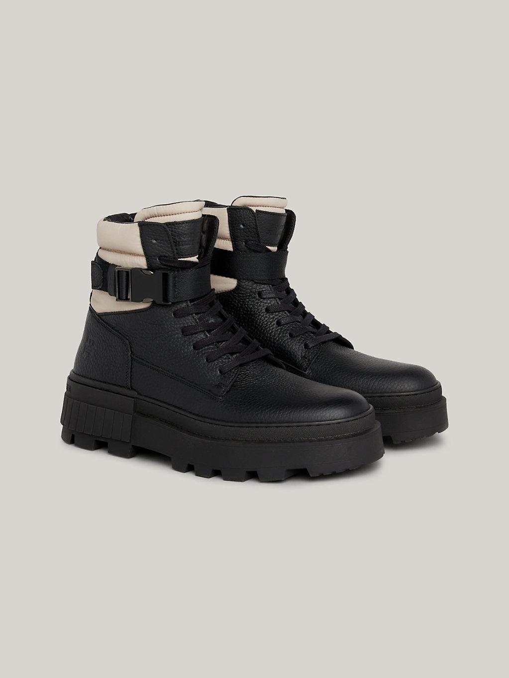 Tommy Hilfiger Elevated Chunky Cleat Leather Buckle Boots in Black for Men Lyst UK