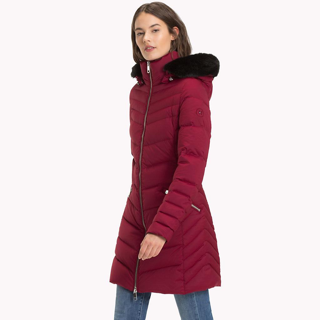 tommy hilfiger long hooded down coat