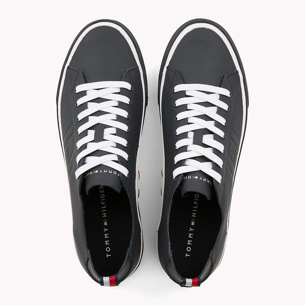 tommy embossed leather trainers