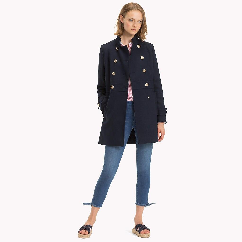 tommy hilfiger long buttoned trench coat