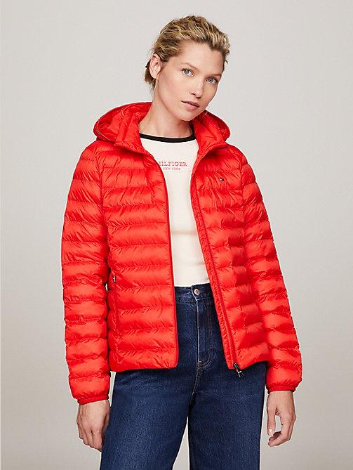 hilfiger parka tommy winterjacke damen rot