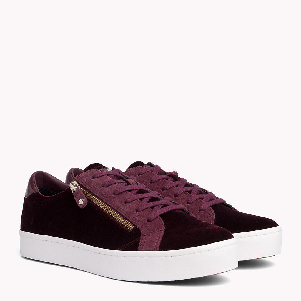 tommy hilfiger zipped velvet trainers