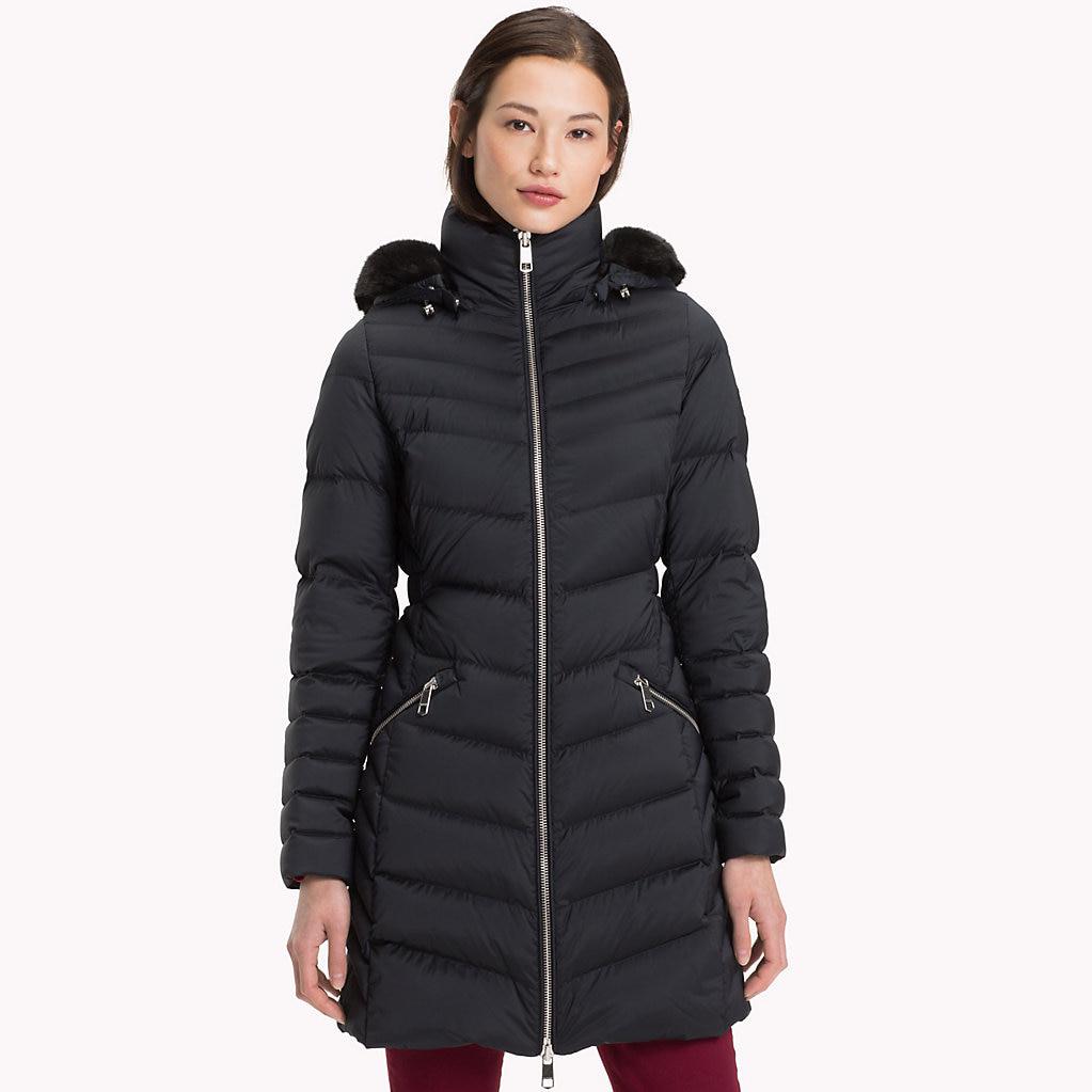 tommy hilfiger long hooded down coat