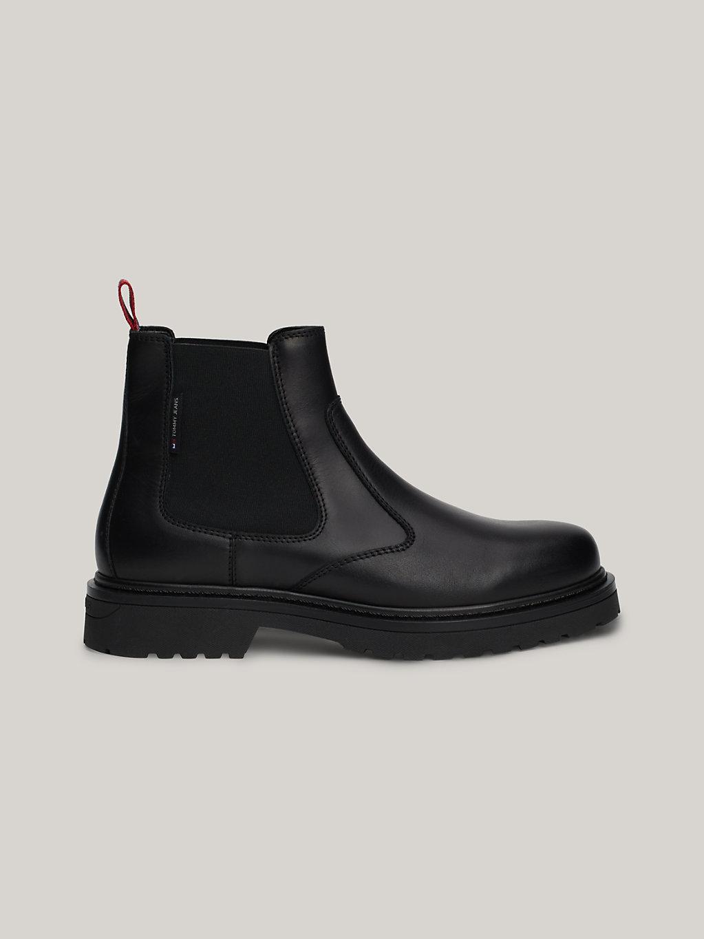 Tommy Hilfiger Leather Cleat Signature Chelsea Boots in Black for Men Lyst UK