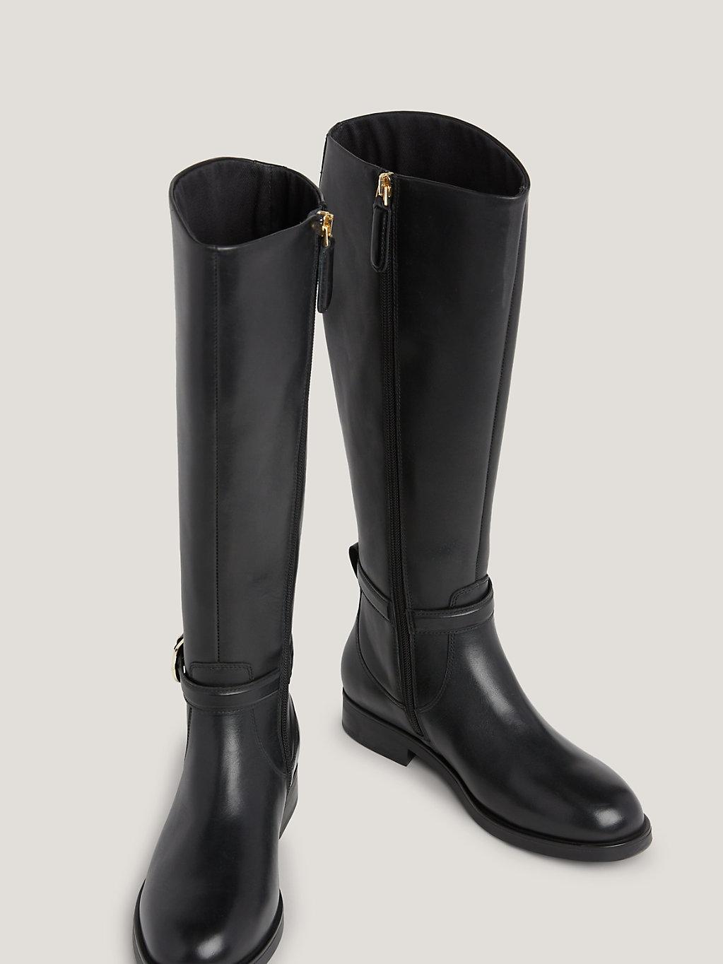 Tommy Hilfiger Elevated Essential Leather Knee high Boots in Black