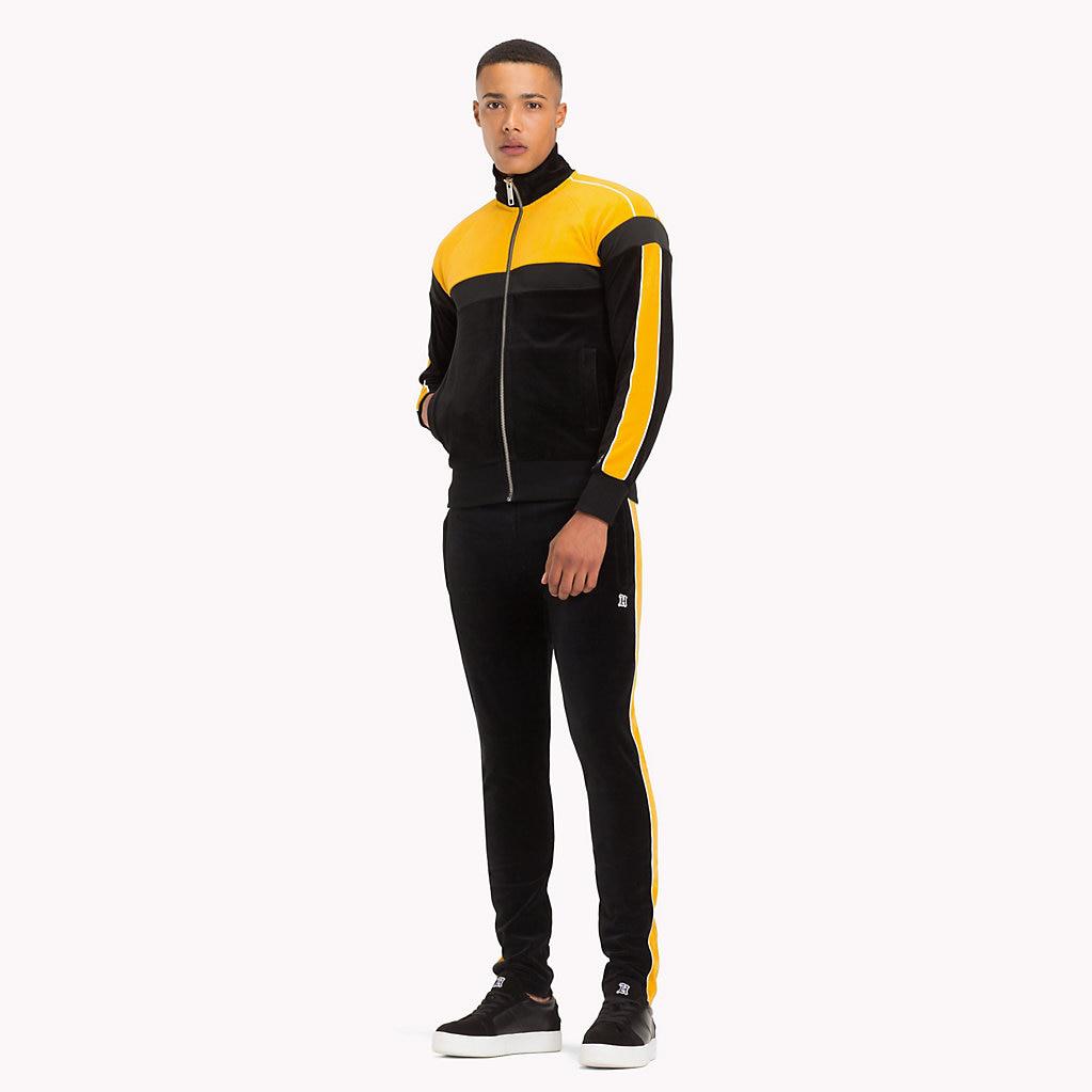 black and yellow tracksuit bottoms