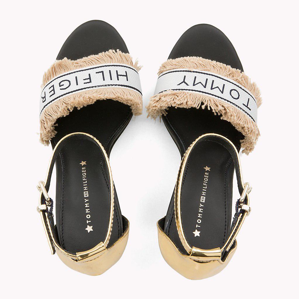 tommy hilfiger mirror metallic heeled sandal