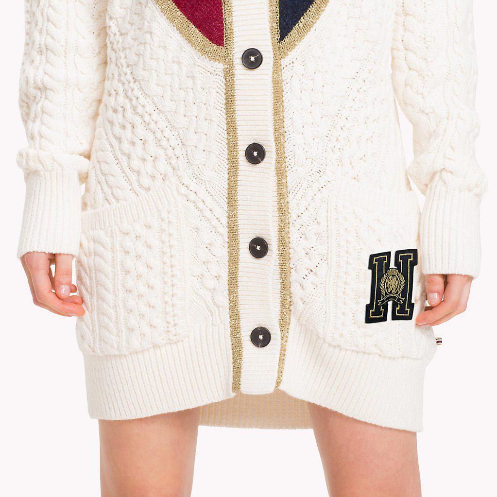 tommy icons metallic stripe cardigan