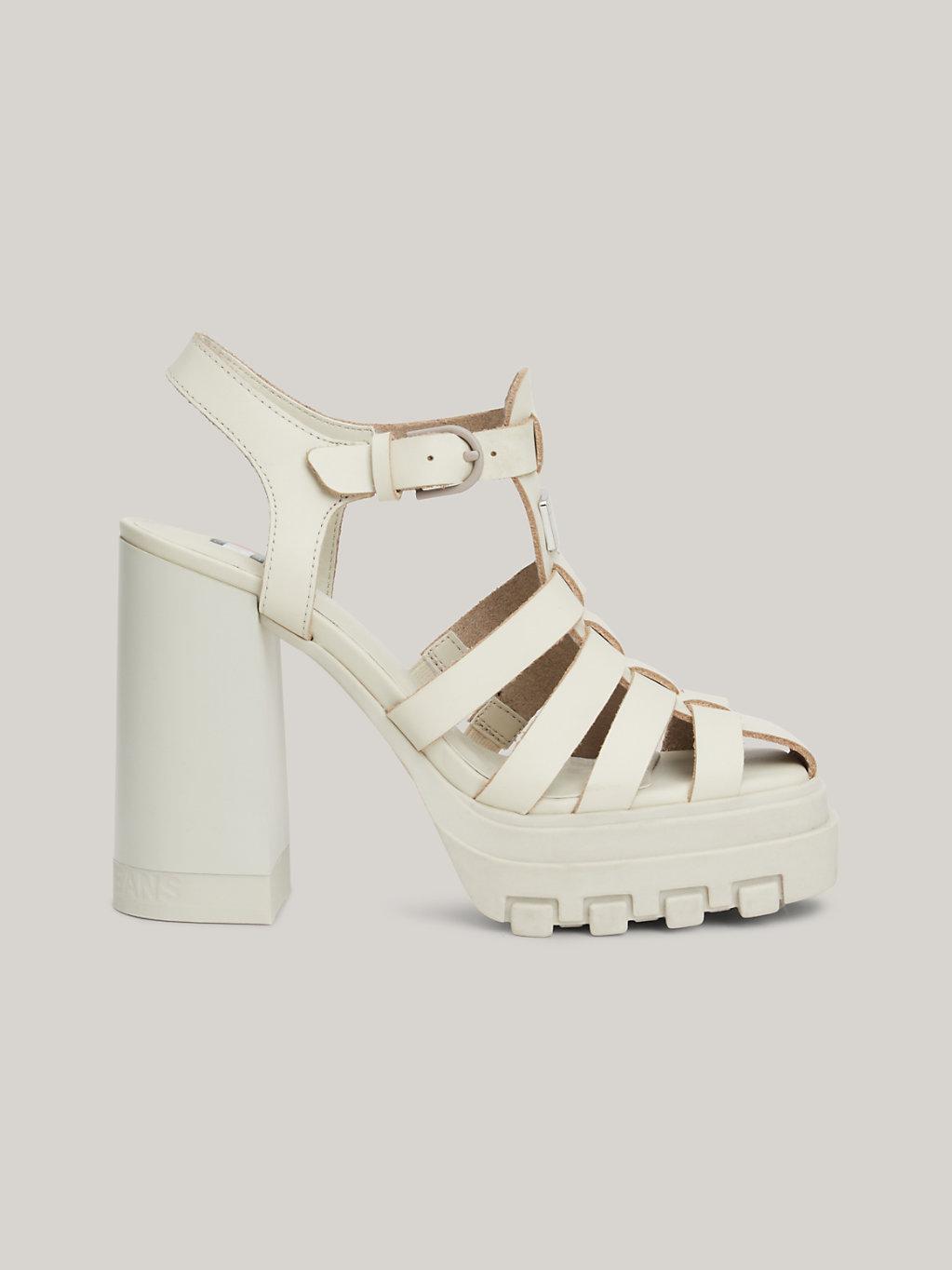 Tommy Hilfiger Leather Block Heel Fisherman Sandals in Natural