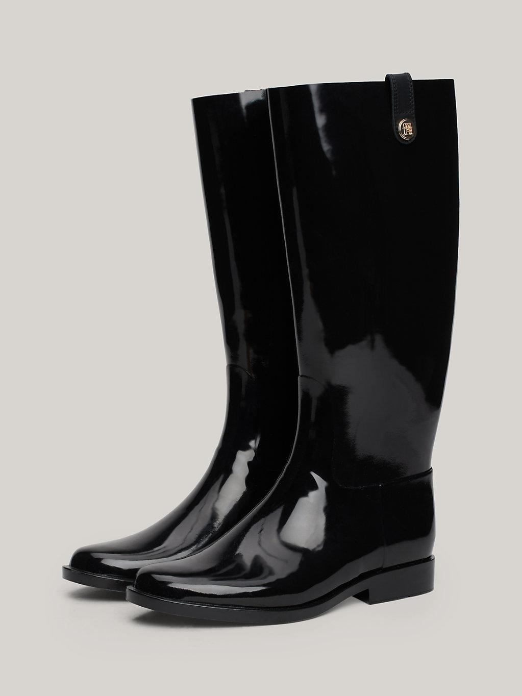 Tommy Hilfiger Stud Patent High Rain Boots in Black Lyst UK