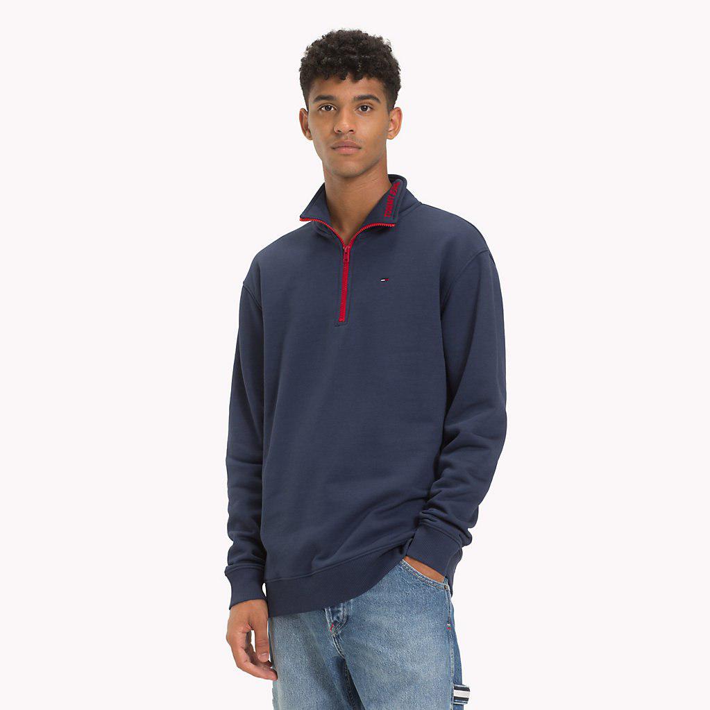 tommy hilfiger zipped mock neck jumper