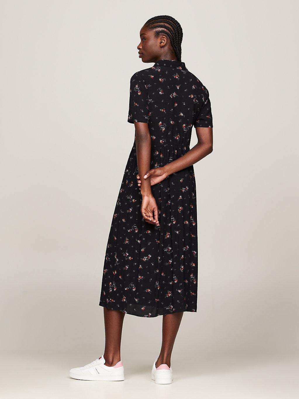 Tommy Hilfiger Mountain Floral Short Sleeve Midi Dress in Black | Lyst UK